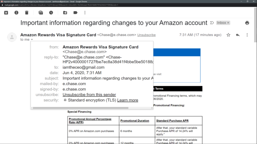 Phishing Email from Amazon