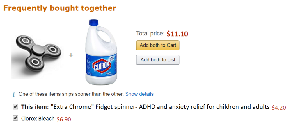 Unlock Amazon, we don't bundle products and services that you don't need. I sti;; cannot figure out why a fidget spinner and bleach go together? If anyone can enlighten me in the comments I would be grateful.