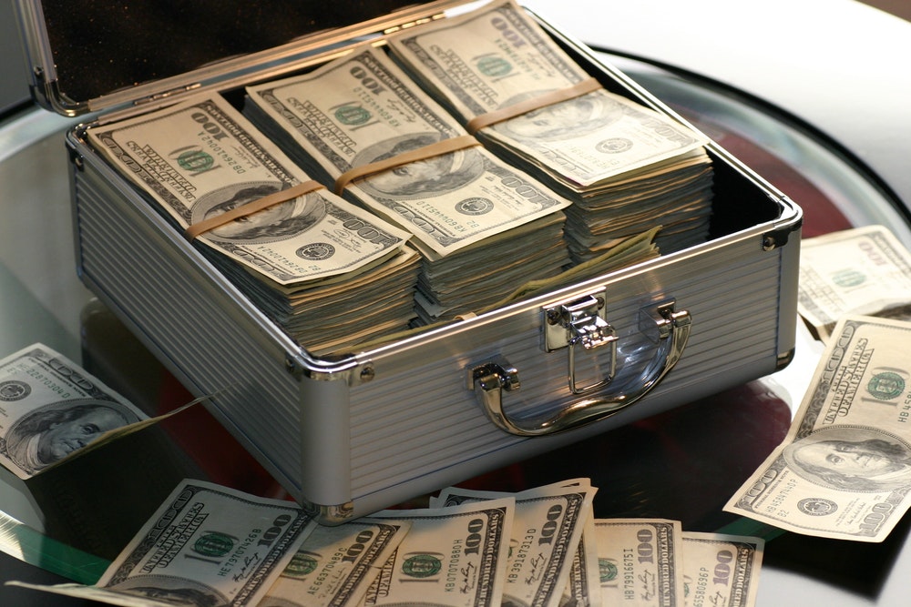 A briefcase full of money.