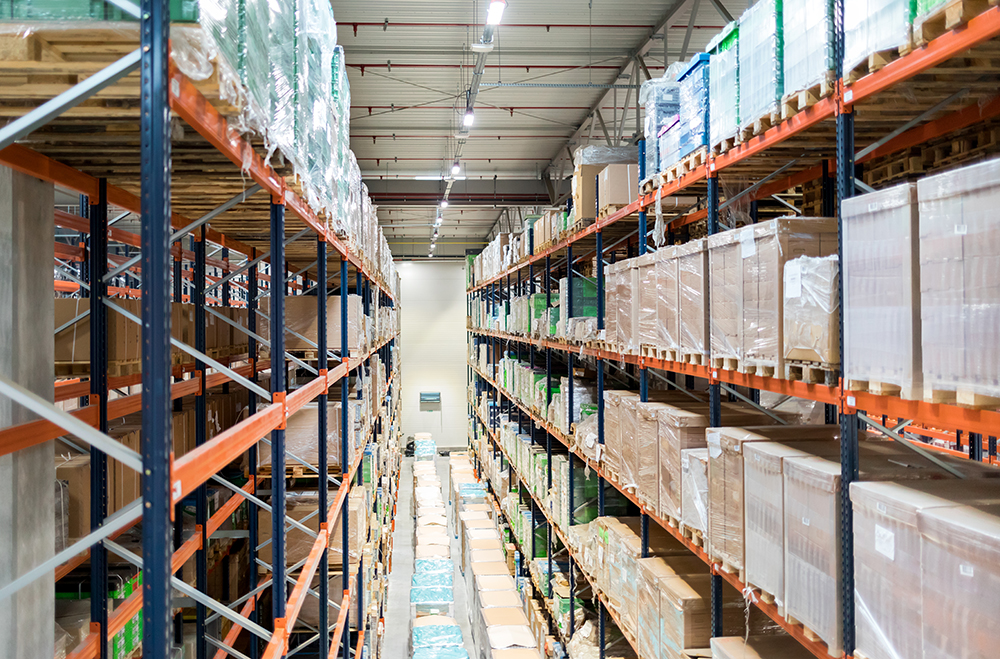 Warehouse alley view from above inventory control