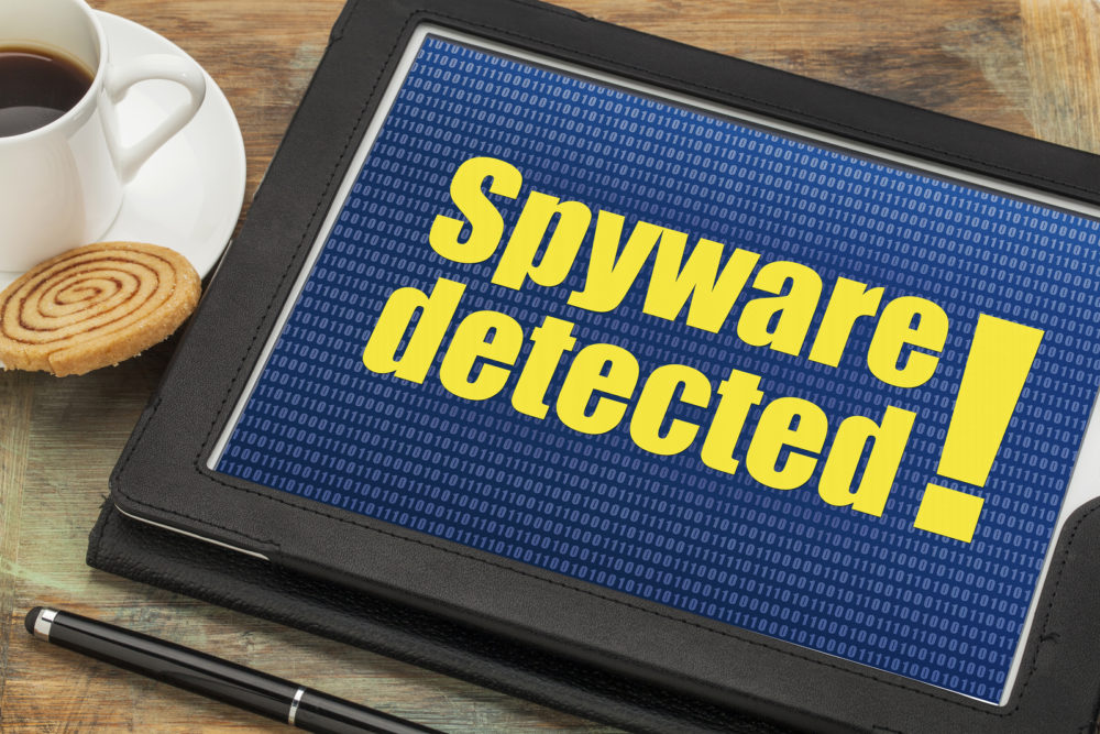 Spyware Detected on a tablet screen