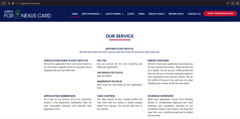 global entry services page