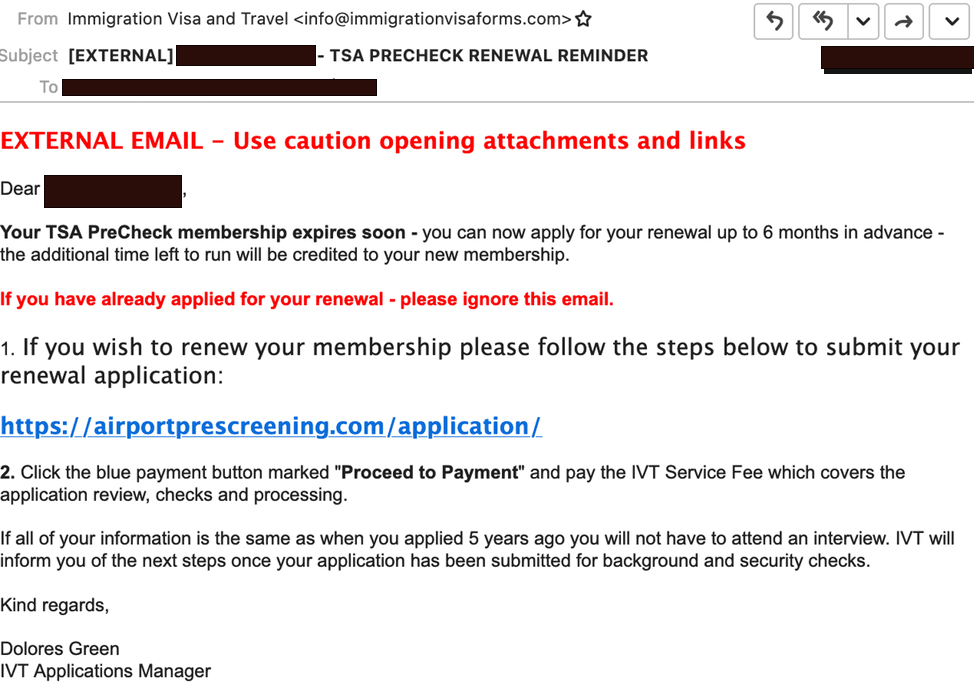 precheck scam email