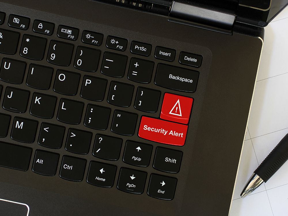 Security alert key on a keyboard