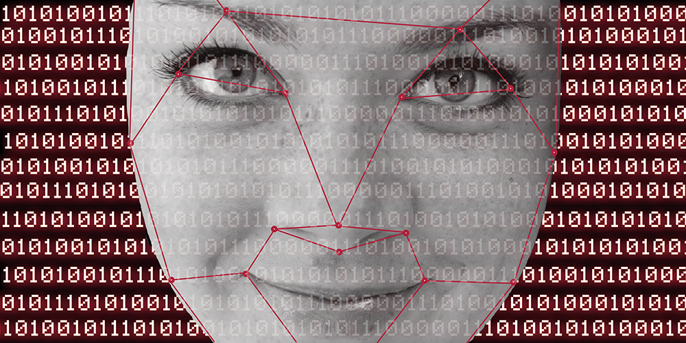 Biometric Security facial recognition of woman's face