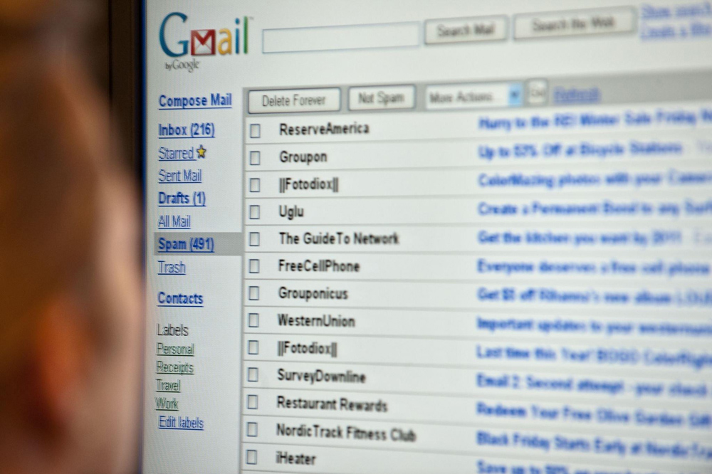 Google Email spam inbox ahowing lot of spam