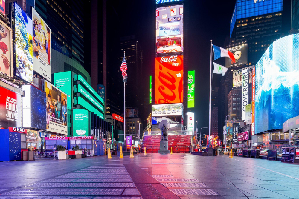 With Infinity Solutions' Digital signage customization your only limit is your imagination. New York Times Square at night street level